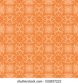 Vector Orange Ornamental Seamless Line Pattern. Endless Texture. Oriental Geometric Ornament