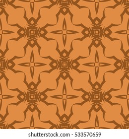 Vector Orange Ornamental Seamless Line Pattern. Endless Texture. Oriental Geometric Ornament
