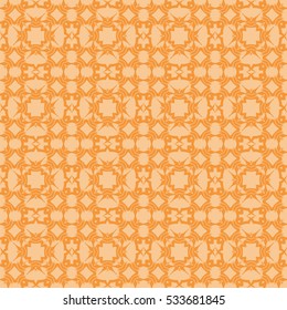 Vector Orange Ornamental Seamless Line Pattern. Endless Texture. Oriental Geometric Ornament