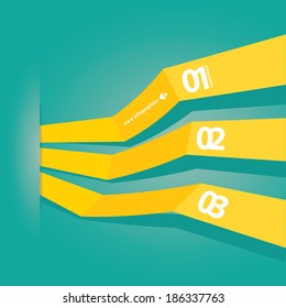vector orange Paper Progress on stylish turquoise background / product choice or versions. vector red origami ribbon banner on black background.