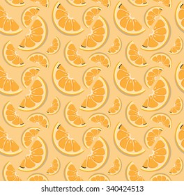Vector orange pattern. Slice of orange patern. Seamless background. 
Citrus fruit image. Juicy background . Citrus seamless pattern with oranges. Fruity texture with oranges on orange background.  