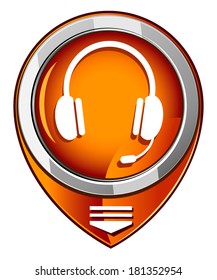 Vector orange pointer headset web icon design element.