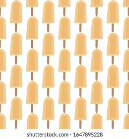 Vector Orange Popsicles on White Background Seamless Repeat Pattern. Background for textiles, cards, manufacturing, wallpapers, print, gift wrap and scrapbooking.