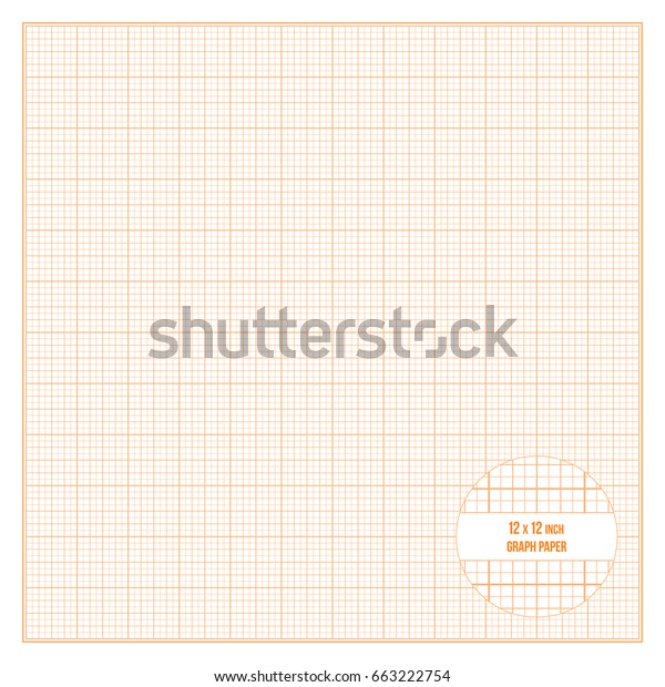 vector orange printable graph paper 12x12 stock vector
