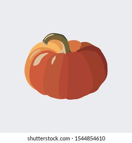 Vector orange pumpkin isolated on a white background. Autumn vegetable design. Ideal for fabric, wallpaper, wrapping paper, textile, decor, t-shirt print.