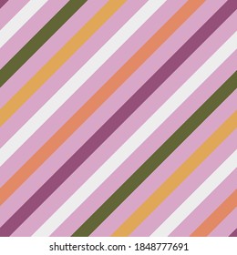Vector orange purple pink yellow diagonal stripe seamless pattern background. Perfect for fabric, wallpaper, scrapbooking projects.