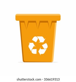 Vector Orange Recycle Bin for Trash and Garbage. Vector Illustration