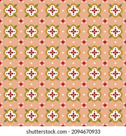 Vector Orange Red Green Yellow Seamless Tile Flower Star Ornament Pattern Design
