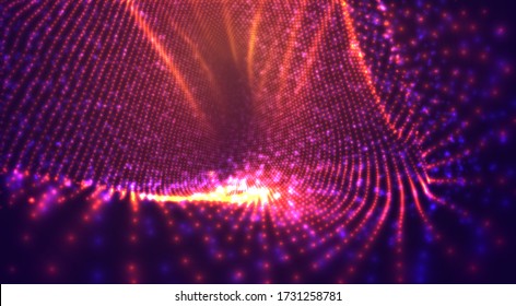 vector orange with red stream of luminous particles
