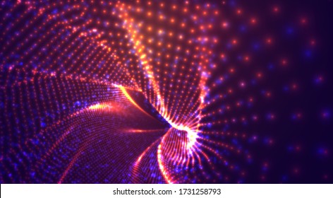 vector orange with red stream of luminous particles