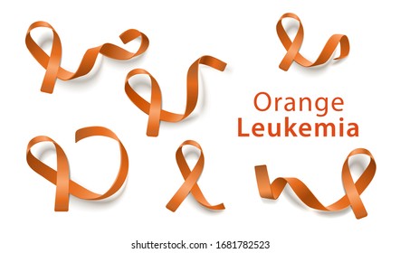 Símbolo de sensibilización de la leucemia anaranjada vectorial. Concepto de campaña internacional de atención de la salud. Apoyo y esperanza en la prevención del cáncer de sangre. Diseño incurable del tratamiento de la enfermedad inmune.
