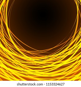 Vector orange rings on black background, optic fiber concept