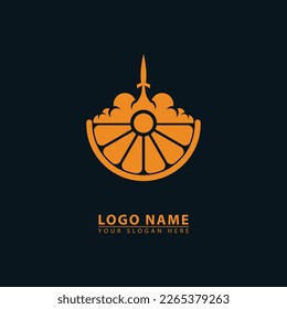vector orange rocket business logo icon. Abstract graphic flat illustration style.