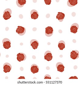 Vector orange rose flowers seamless pattern.