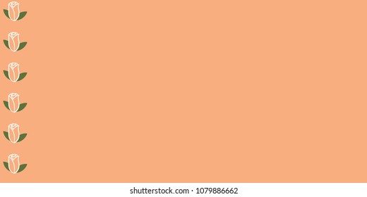 Vector Orange Rose Garden Border background. Spring Rosebuds. Perfect for wallpaper, scrapbooking, fabric projects