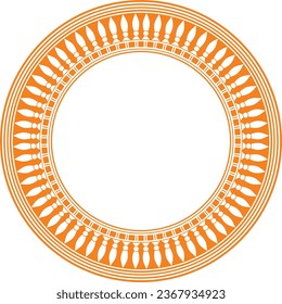 Naranja vectorial alrededor de la frontera egipcia. Ornamento de círculo de la antigua África. Patrón de flores de loto y sol.