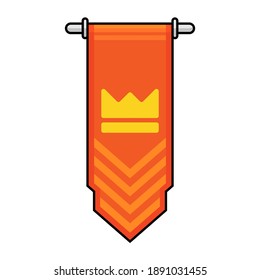 Vector orange royal banner with crown symbol. Can be used for game assets, clip art, icons, symbol, etc.
