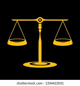 Vector orange scales or libra Icon isolated on pink bacground. Symbol of justice, lawyer or judgment