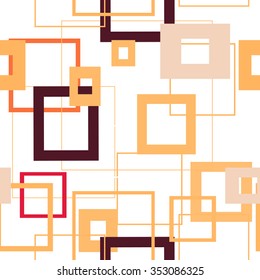 Vector orange seamless pattern with repeating squares. Regular hipster background.