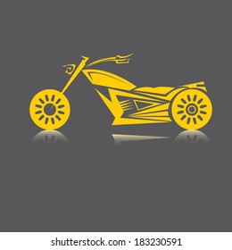 vector orange Silhouette of classic motorcycle. motorcycle flat icon