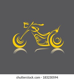 vector orange Silhouette of classic motorcycle. motorcycle flat icon