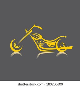 vector orange Silhouette of classic motorcycle. motorcycle flat icon