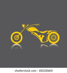 vector orange Silhouette of classic motorcycle. motorcycle flat icon