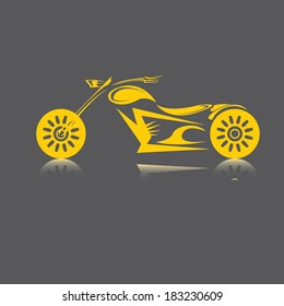 vector orange Silhouette of classic motorcycle. motorcycle flat icon