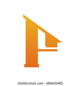 Vector Orange Single Letter F Home Logo