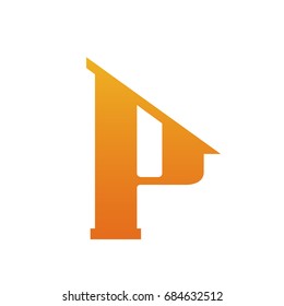 Vector Orange Single Letter P Home Logo