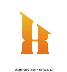 Vector Orange Single Letter X Home Logo
