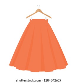 Vector orange skirt template, design fashion woman illustration. Women bubble skirt on hanger