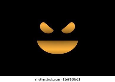 Vector Orange Smiling Pumpkin face Halloween Black background Wallpaper