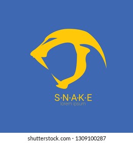 vector orange snake logo template. danger snake icon. viper orange silhouette isolated on blue