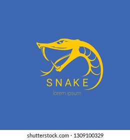 vector orange snake logo template. danger snake icon. viper orange silhouette isolated on blue