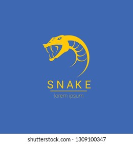 vector orange snake logo template. danger snake icon. viper orange silhouette isolated on blue