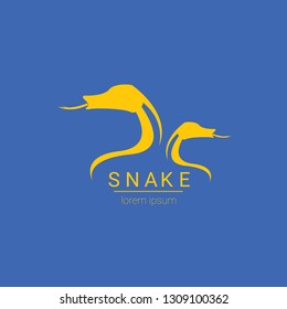 vector orange snake logo template. danger snake icon. viper orange silhouette isolated on blue