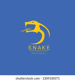 vector orange snake logo template. danger snake icon. viper orange silhouette isolated on blue