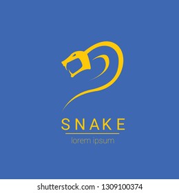 vector orange snake logo template. danger snake icon. viper orange silhouette isolated on blue