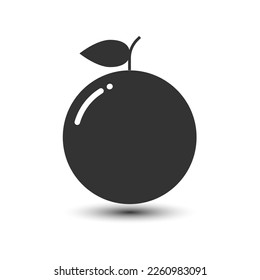 Vector orange solid icon small shadow on the white background, fresh fruit juice for health. food and drink concept for graphic design artboard 4000x4000 pixel