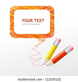 Vector orange speech bubble pencils