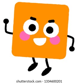 Vector Orange Square Cartoon Character with Smiling Face