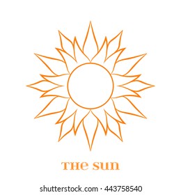 Vector Orange Sun Symbol isolated over white.