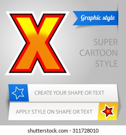 Vector orange super cartoon graphic style with black and white stroke. You can apply this style to any fonts and objects