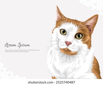 Vector Orange tabby Cat Breed wall decor ideas Portrait. realistic animal images. Hand drawn cat isolated. for room decoration, events, etc