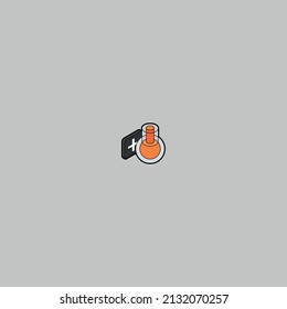 Vector orange test tube of isometric weather icon.