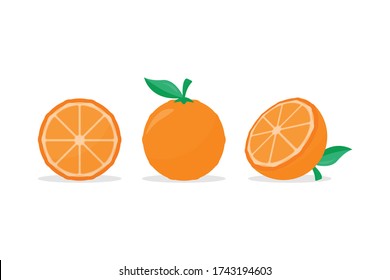 Vector orange. Three views on white background. Vector illustration isolated.