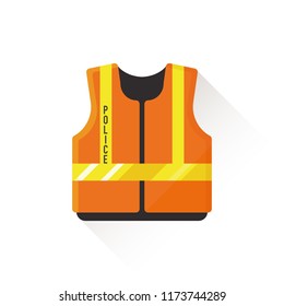 vector orange traffic police officer safety vest / direct the traffic / patrol / isolated, circle, sign and icon template