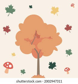 Vector of Orange tree design. Autumn symbol. Season Concept.