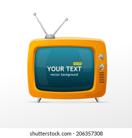 Vector orange TV blank on white background